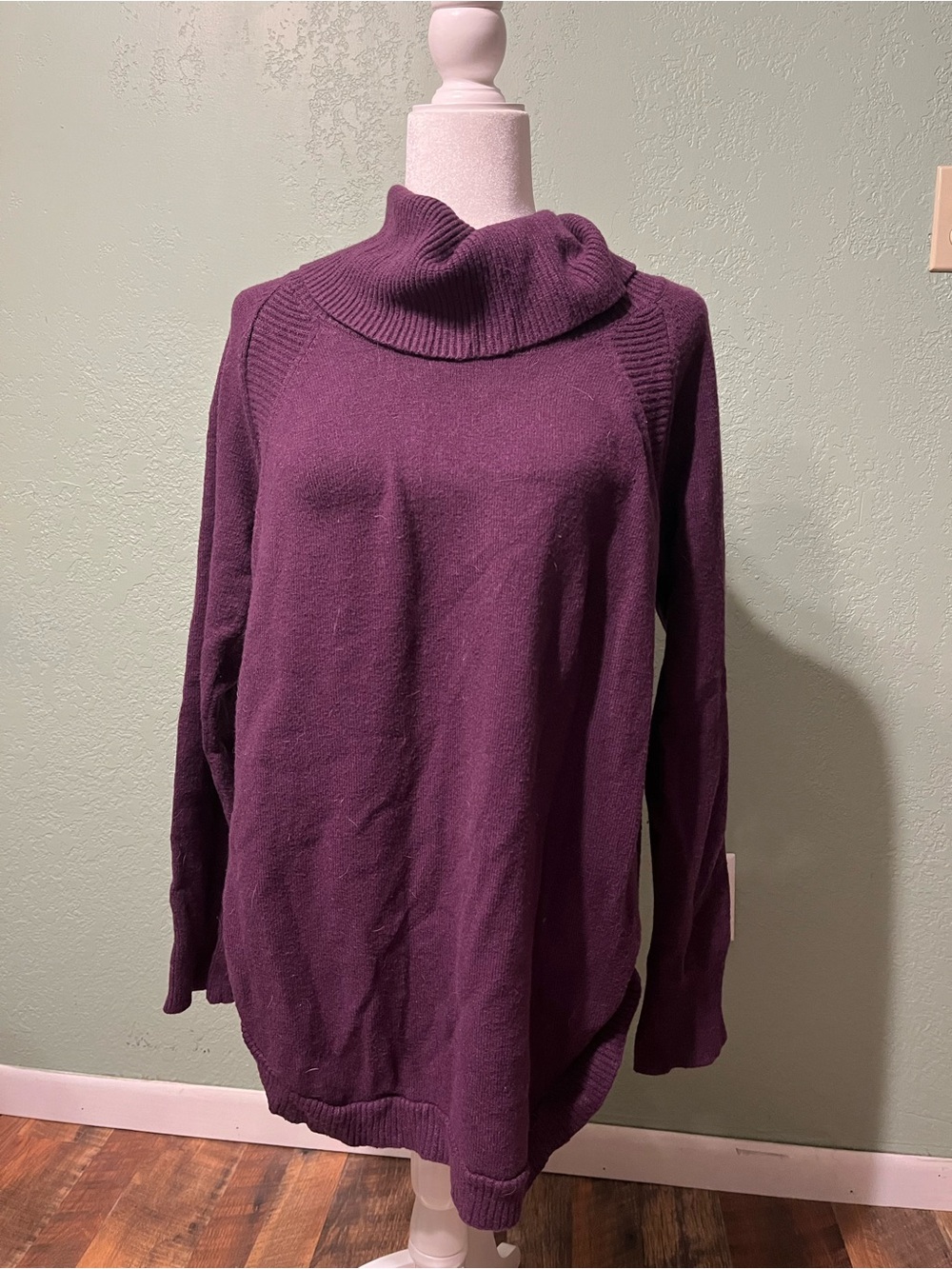 Time and Tru Plum Cowl Neck Sweater